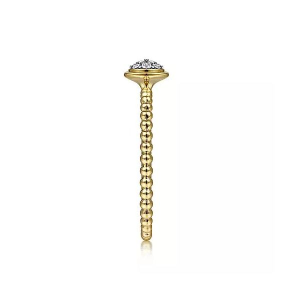 14K Yellow Gold Round Bezel Set Diamond Cluster Ring with Bujukan Beaded Shank Image 3 Texas Gold Connection Greenville, TX