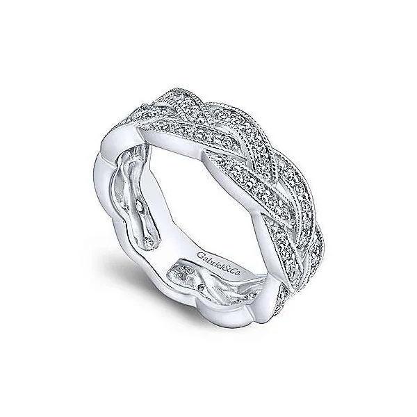 14K White Gold Braided Diamond Stackable Ring Image 2 Texas Gold Connection Greenville, TX