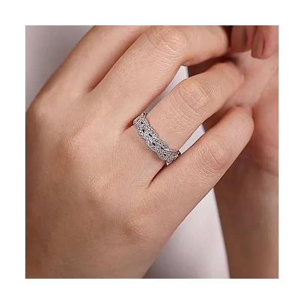 14K White Gold Braided Diamond Stackable Ring Image 3 Texas Gold Connection Greenville, TX