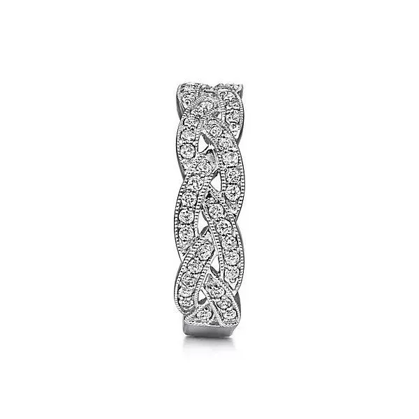 14K White Gold Braided Diamond Stackable Ring Image 4 Texas Gold Connection Greenville, TX