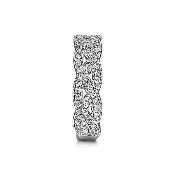 14K White Gold Braided Diamond Stackable Ring Image 4 Texas Gold Connection Greenville, TX