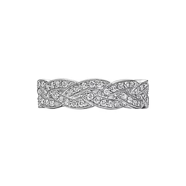 14K White Gold Braided Diamond Stackable Ring Image 5 Texas Gold Connection Greenville, TX