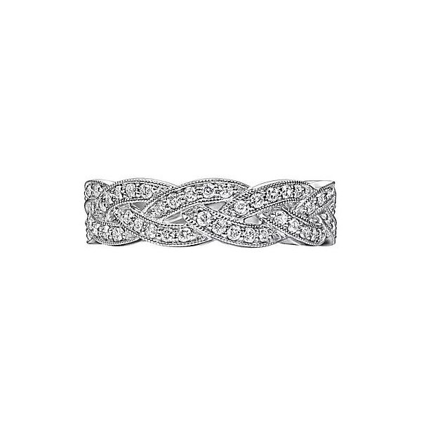 14K White Gold Braided Diamond Stackable Ring Image 5 Texas Gold Connection Greenville, TX