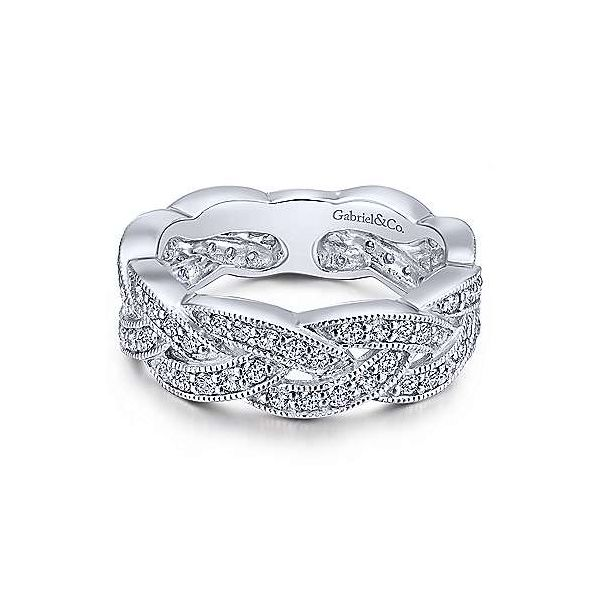 14K White Gold Braided Diamond Stackable Ring Texas Gold Connection Greenville, TX