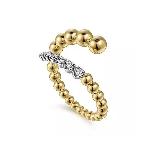 14K White-Yellow Gold Bujukan Bead and Diamond Wrap Ring Image 4 Texas Gold Connection Greenville, TX