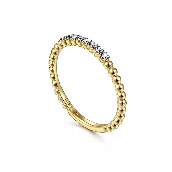 14K Yellow Gold Bujukan Bead and Diamond Stackable Ring Image 3 Texas Gold Connection Greenville, TX