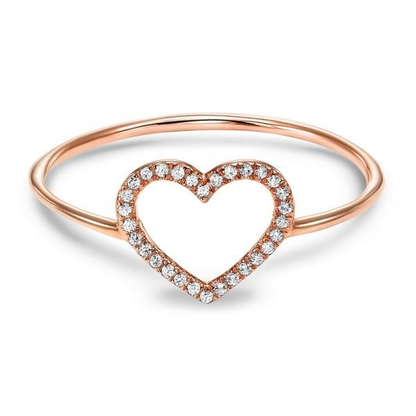 Gems One Heart Outline Diamond Ring In 14K Rose Gold (1/20 Ct. Tw.) Texas Gold Connection Greenville, TX