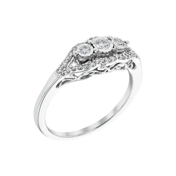 Lady's White 14K Fashion Ring With Diamonds Image 2 Texas Gold Connection Greenville, TX