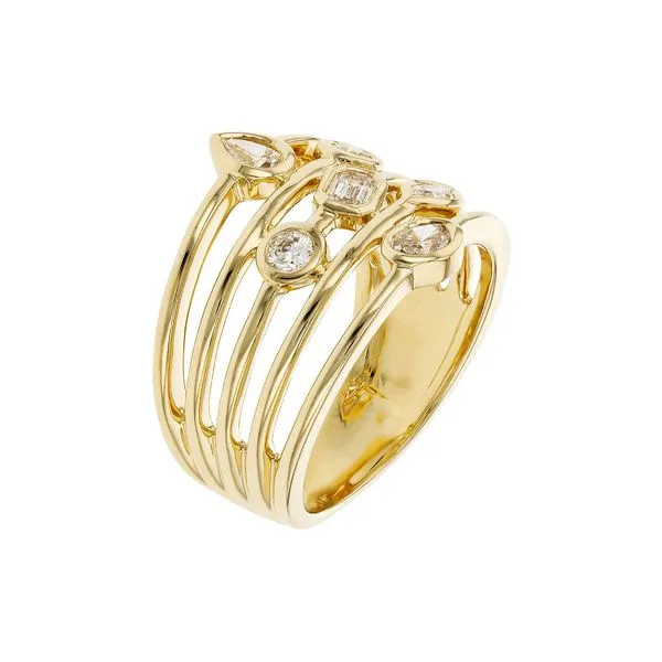14K Yellow Gold Ring With Variously Shaped Diamonds Image 2 Texas Gold Connection Greenville, TX