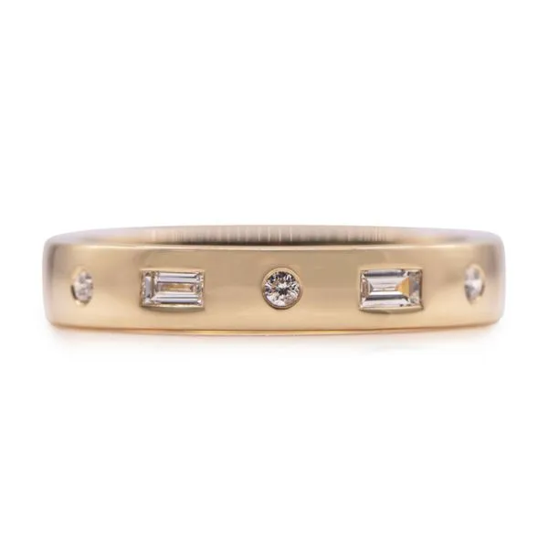 Lady's Yellow 14K Fashion Ring With 2 0.10Tw Baguette Diamonds And 3 0.05Tw Round Diamonds Texas Gold Connection Greenville, TX