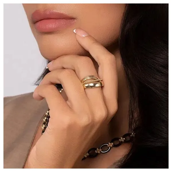 14K Yellow Gold Bujukan Criss Cross Ring Image 5 Texas Gold Connection greenville, TX