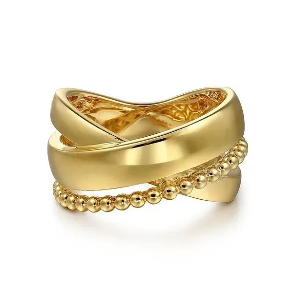 14K Yellow Gold Bujukan Criss Cross Ring Texas Gold Connection greenville, TX