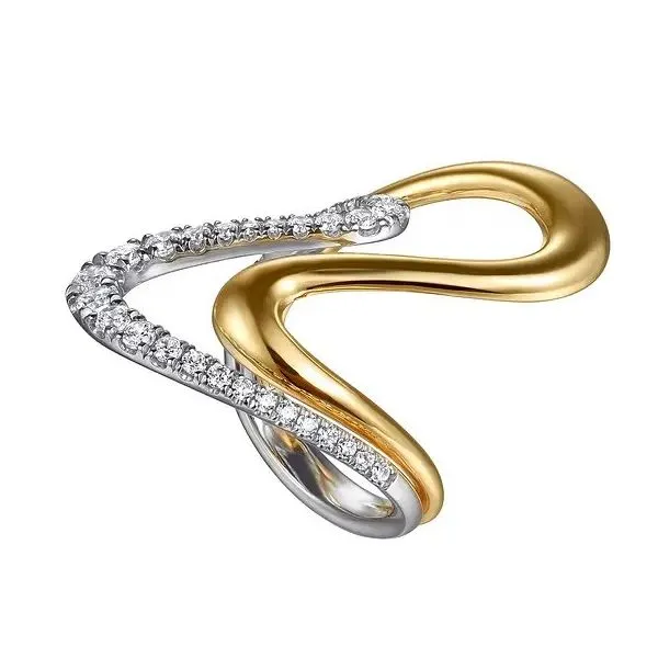 14K White Yellow Gold Graduating Diamond Twisted Ring Image 3 Texas Gold Connection greenville, TX