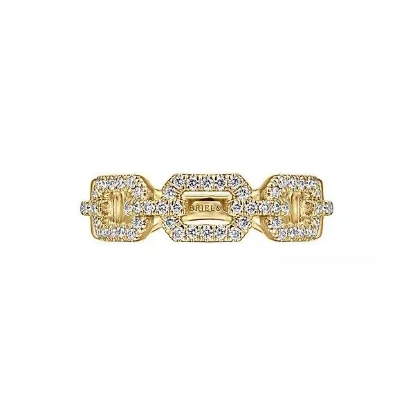 14K Yellow Gold Pavé Diamond Chain Link Ring Band Image 2 Texas Gold Connection greenville, TX