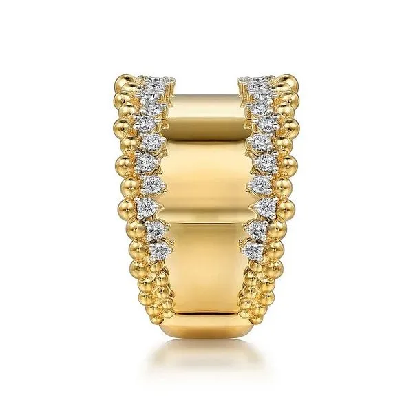 14K Yellow Gold Bujukan Diamond Wide Band Ring Image 3 Texas Gold Connection greenville, TX