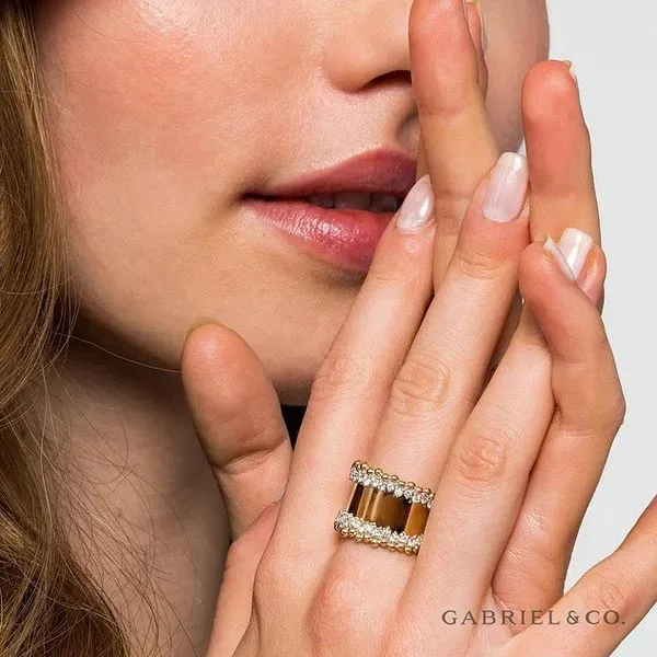 14K Yellow Gold Bujukan Diamond Wide Band Ring Image 5 Texas Gold Connection greenville, TX