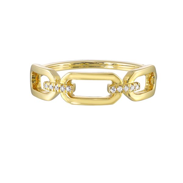 14K Yellow Gold 1/25 ct. tw. Diamond Paperclip Linked Ring Texas Gold Connection greenville, TX