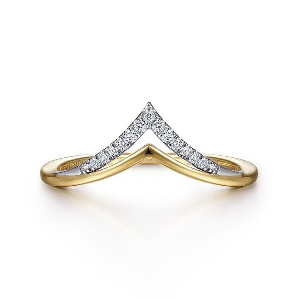 Lady's Yellow / White 14K Chevron Ring Size 6.5 With 0.09Twt N Si1 Diamonds Texas Gold Connection greenville, TX