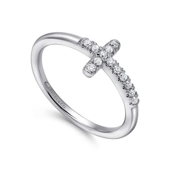Lady's White 14K Cross Ring Size 6.5 With 0.136Twt N Si1 Diamonds Image 2 Texas Gold Connection greenville, TX