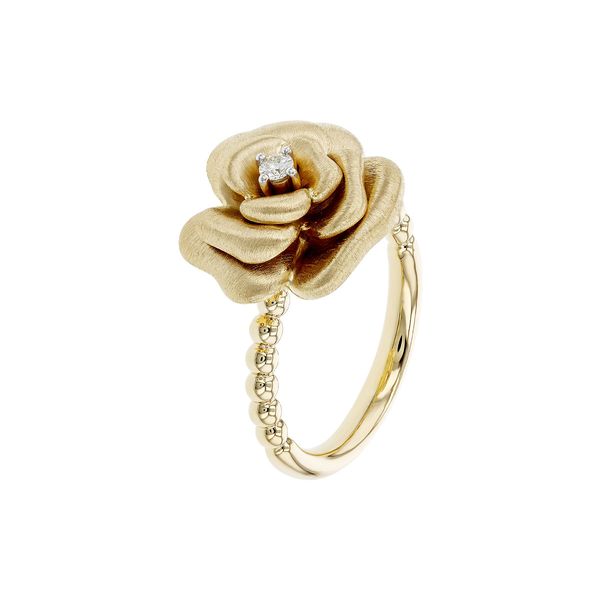 Lady's Yellow 14K Rose Ring Size 7 With 0.05Twt Diamonds Image 2 Texas Gold Connection greenville, TX