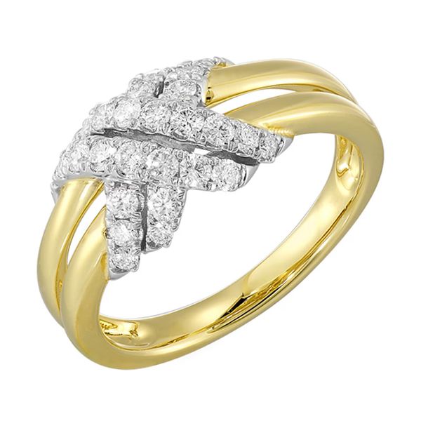 14K White & Yellow Gold 1/2 ct. tw. Diamond Mixed Metal X Ring Texas Gold Connection greenville, TX