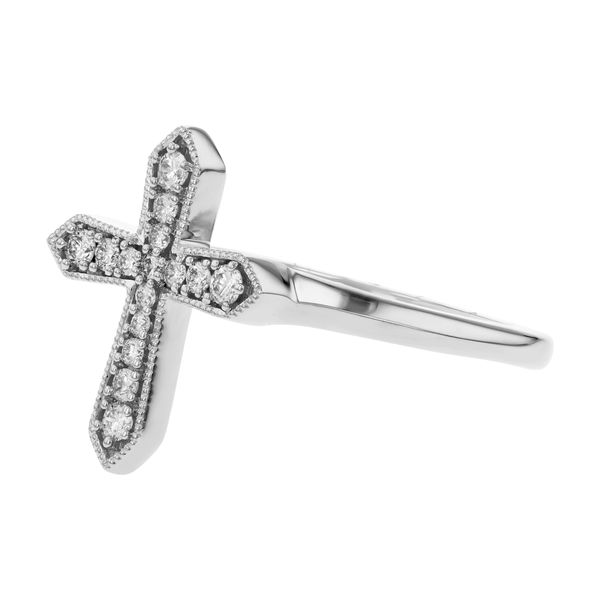 14K White Gold With 0.15 ct Diamonds Cross Ring Image 2 Texas Gold Connection greenville, TX