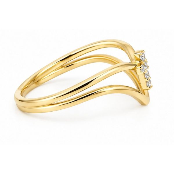 14K Yellow Gold 0.6ctw Diamond Cross Split Shank Curved Band Image 2 Texas Gold Connection greenville, TX