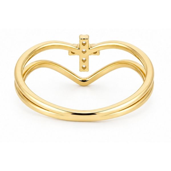 14K Yellow Gold 0.6ctw Diamond Cross Split Shank Curved Band Image 3 Texas Gold Connection greenville, TX