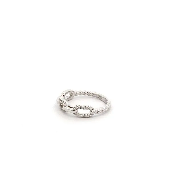 18K White Gold Diamond Chain Link Ring Image 2 Texas Gold Connection Greenville, TX