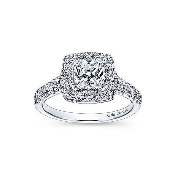 Vintage 14k White Gold Princess Cut Halo Engagement Ring Image 5 Texas Gold Connection Greenville, TX