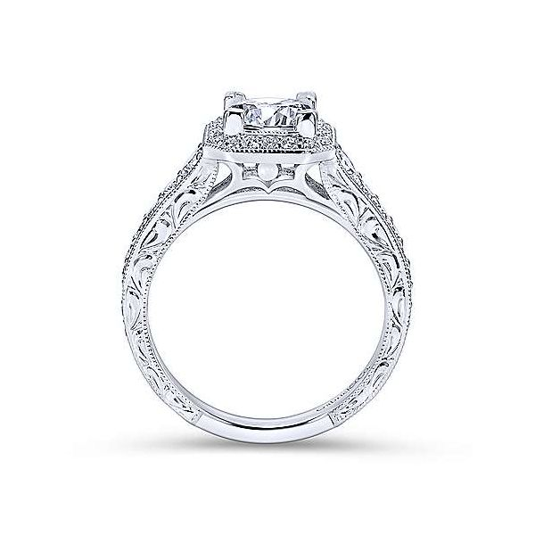Vintage 14K White Gold Princess Halo Diamond Engagement Ring Image 2 Texas Gold Connection Greenville, TX