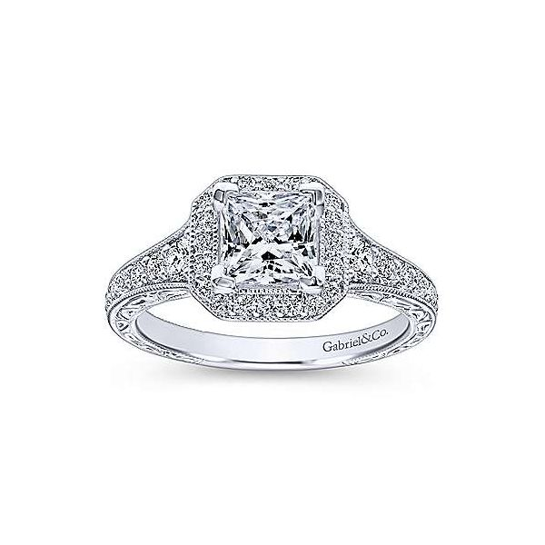 Vintage 14K White Gold Princess Halo Diamond Engagement Ring Image 5 Texas Gold Connection Greenville, TX