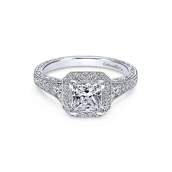 Vintage 14K White Gold Princess Halo Diamond Engagement Ring Texas Gold Connection Greenville, TX