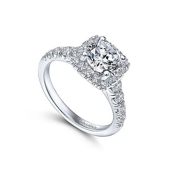 14k White Gold Round Halo Engagement Ring Image 3 Texas Gold Connection Greenville, TX