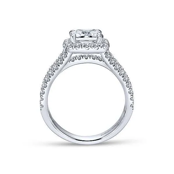 14K White Gold Cushion Halo Diamond Engagement Ring Image 2 Texas Gold Connection Greenville, TX