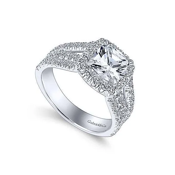 14K White Gold Cushion Halo Diamond Engagement Ring Image 3 Texas Gold Connection Greenville, TX