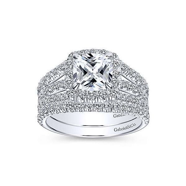 14K White Gold Cushion Halo Diamond Engagement Ring Image 4 Texas Gold Connection Greenville, TX