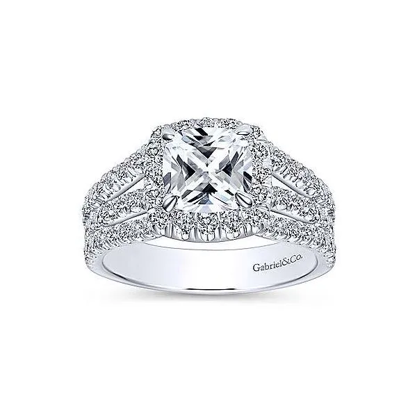 14K White Gold Cushion Halo Diamond Engagement Ring Image 5 Texas Gold Connection Greenville, TX