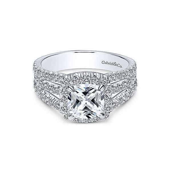 14K White Gold Cushion Halo Diamond Engagement Ring Texas Gold Connection Greenville, TX