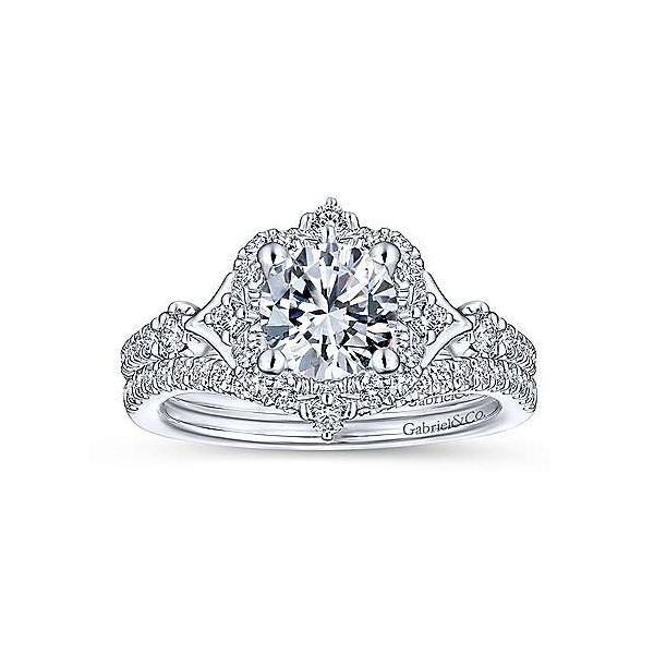 14K White Gold Round Halo Diamond Engagement Ring Image 5 Texas Gold Connection Greenville, TX
