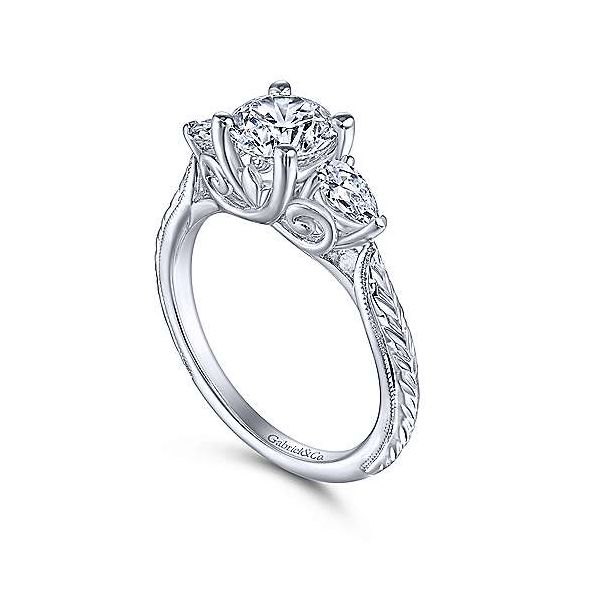 Art Deco 14K White Gold Round Diamond Engagement Ring Image 3 Texas Gold Connection Greenville, TX