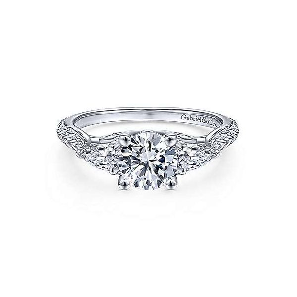 Art Deco 14K White Gold Round Diamond Engagement Ring Texas Gold Connection Greenville, TX