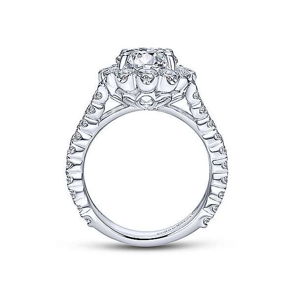 14K White Gold Round Halo Diamond Engagement Ring Image 2 Texas Gold Connection Greenville, TX