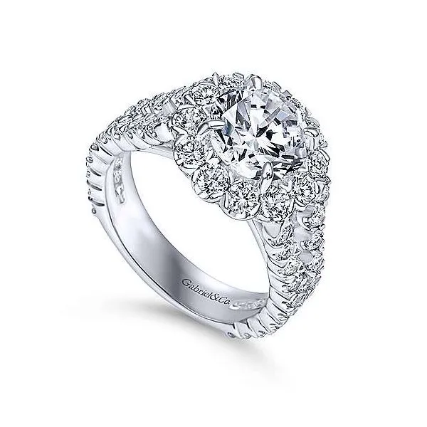 14K White Gold Round Halo Diamond Engagement Ring Image 3 Texas Gold Connection Greenville, TX