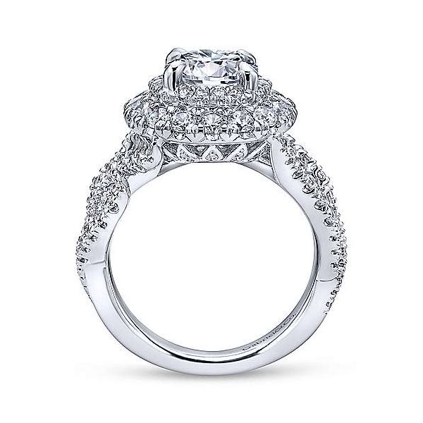 14K White Gold Round Halo Diamond Engagement Ring Image 2 Texas Gold Connection Greenville, TX