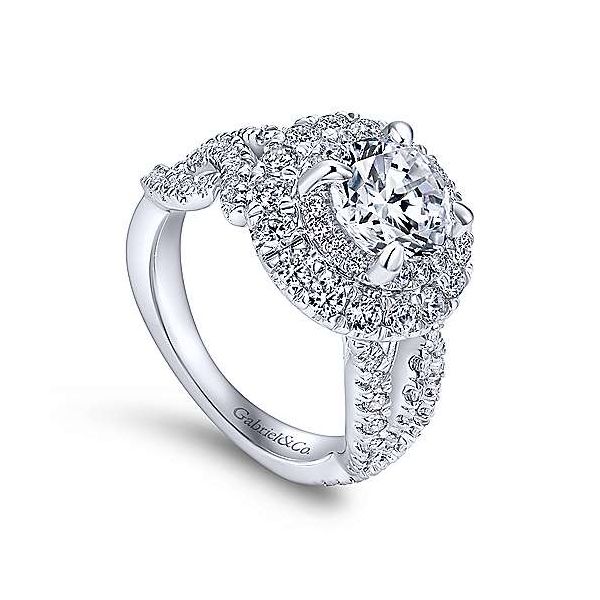 14K White Gold Round Halo Diamond Engagement Ring Image 3 Texas Gold Connection Greenville, TX
