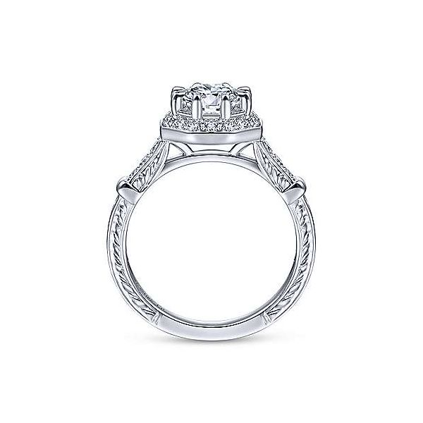 Art Deco 14K White Gold Round Halo Diamond Engagement Ring Image 2 Texas Gold Connection Greenville, TX
