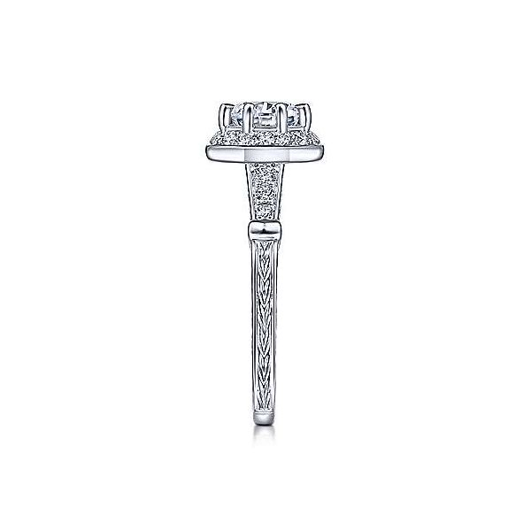Art Deco 14K White Gold Round Halo Diamond Engagement Ring Image 5 Texas Gold Connection Greenville, TX