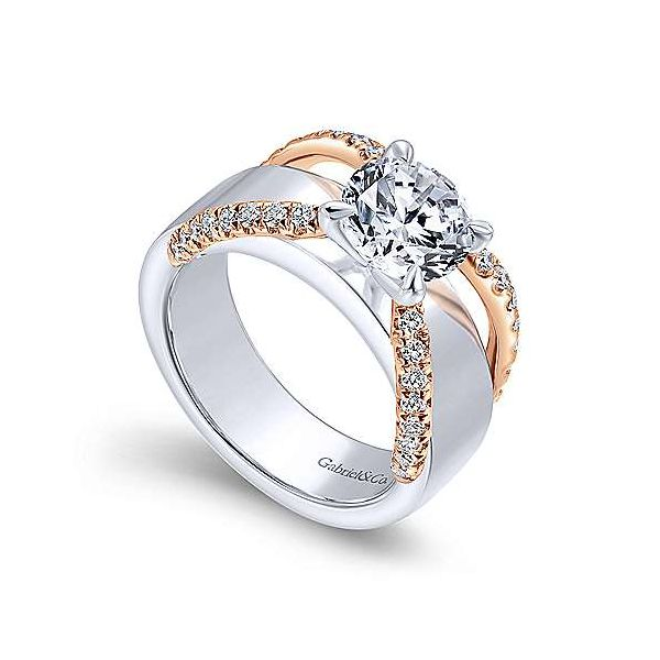 14K White-Rose Gold Round Diamond Engagement Ring Image 3 Texas Gold Connection Greenville, TX