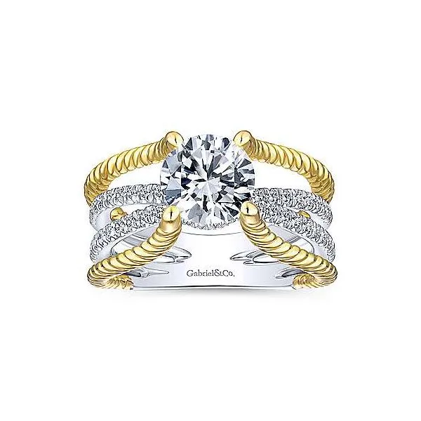 14K White-Yellow Gold Round Twisted Diamond Engagement Ring Image 5 Texas Gold Connection Greenville, TX